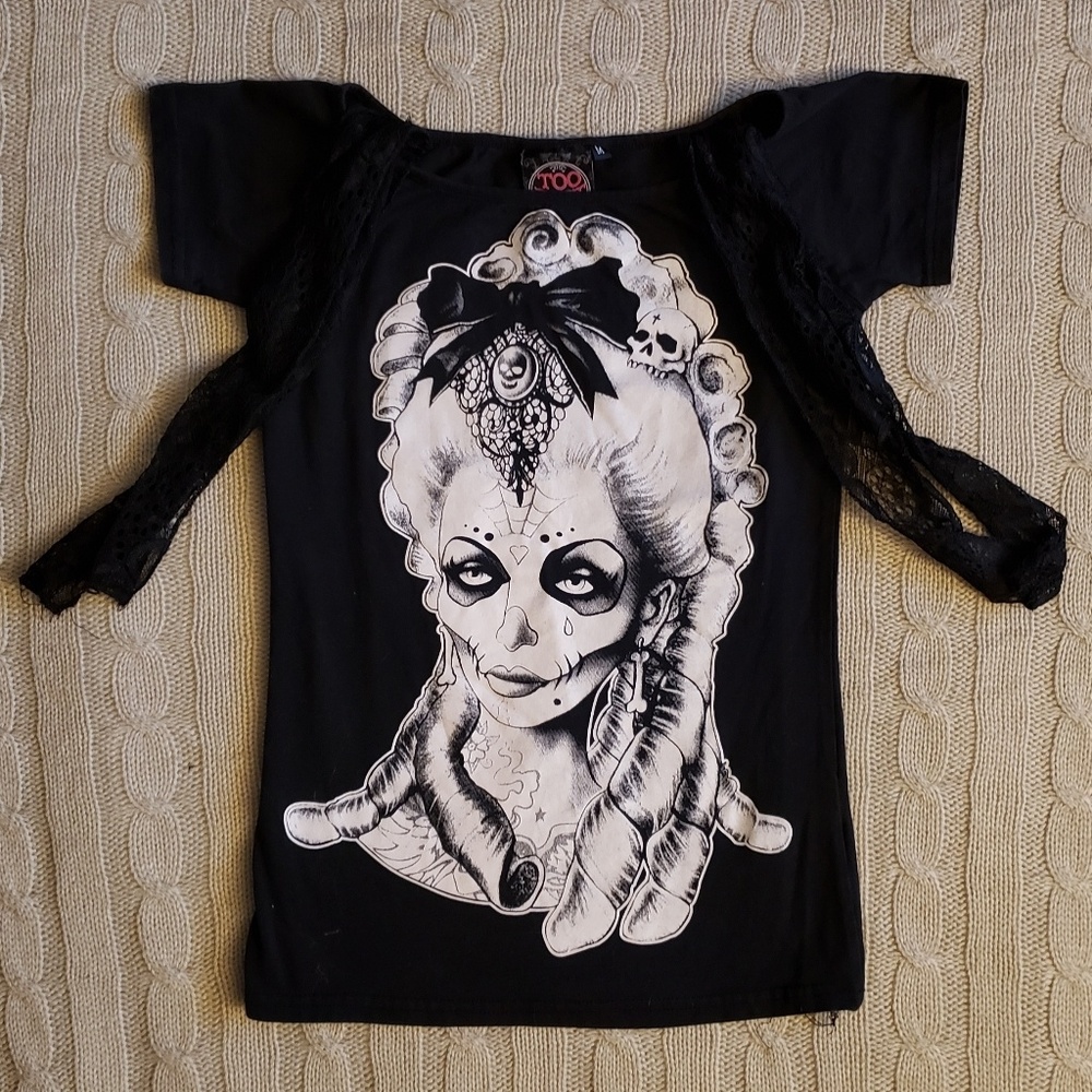 TOO FAST Victorian Sugar Skull baby doll tee